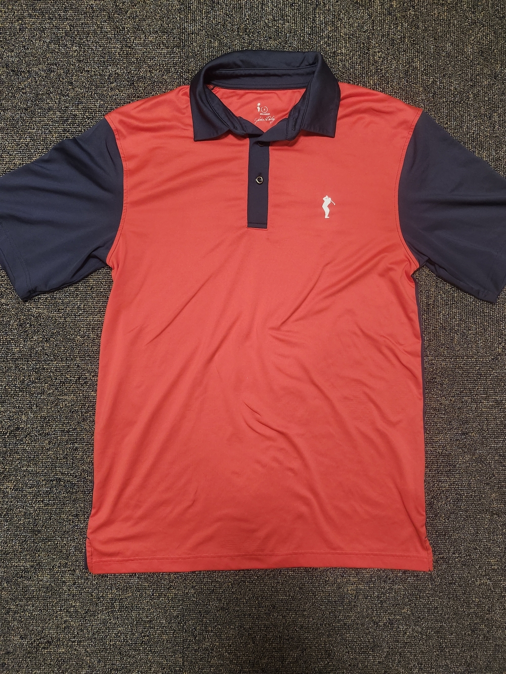 John Daly Collection Golf Polo Shirt Mens Medium Red Gray Performance